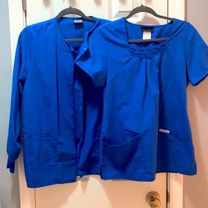 Warm up jacket and scrub top